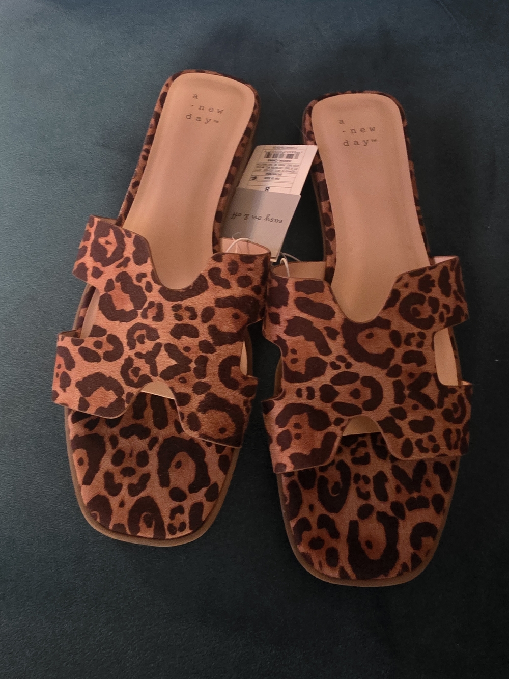 a new day Leopard-Print Slide Mules - Brown & Black